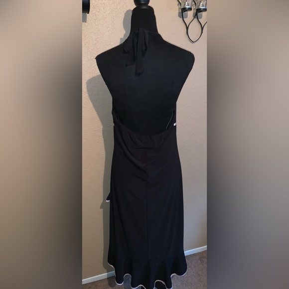 Classic black with pink piping halter dress. - Picture 2 of 3